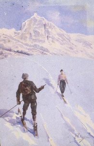 Skieurs sur le mont Rose, Suisse