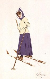 Femme tournant sur des skis