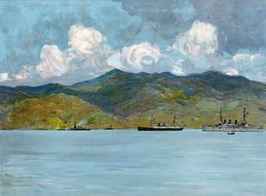 Nos navires de guerre au large de la côte près de Santiago de Cuba, 3 juin 1898
