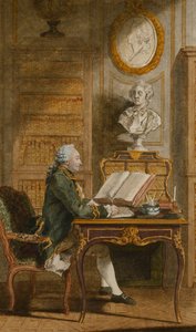 Monsieur de Cormainville dans sa Bibliothèque, Écrivant à son Bureau