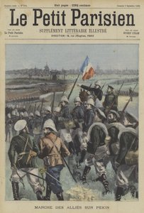 La révolte des Boxers : troupes alliées marchant sur Pékin