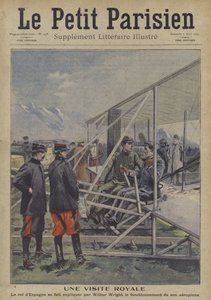 Wilbur Wright expliquant le fonctionnement de son avion au roi Alphonse XIII d