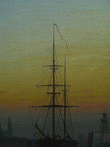 French : Le port de Greifswald The Port of Greifswald
 detail Alternative title(s) : Navires dans le port de Greifswald détail - Caspar David Friedrich