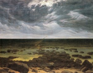 French : Bord de mer au clair de lune Seashore by Moonlight - Caspar David Friedrich