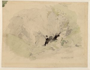 French : Study on the "Felsenschlucht" (littéralement : Canyon rocheux) avec deux petites figures à l