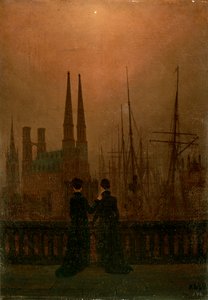 Port la nuit, 1818-1820 - Caspar David Friedrich