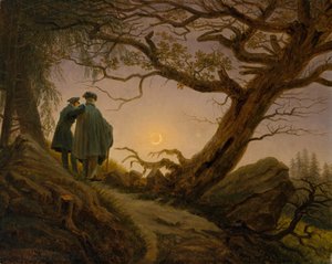 Deux hommes contemplant la lune - Caspar David Friedrich