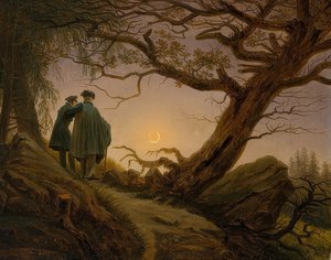 Deux hommes contemplant la lune - Caspar David Friedrich