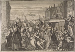 Femmes agenouillées à Paris devant la reine Anne, la suppliant de réduire les impôts, 1645 - Caspar Luyken (attributed to)