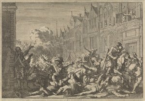 Angers occupée par les partisans de Mazarin tombant dans une embuscade de dix canons du gouverneur De Rohan, 1652 - Caspar Luyken