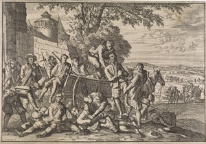 Soldats espagnols chargés sur des chariots et emmenés, 1641 - Caspar Luyken