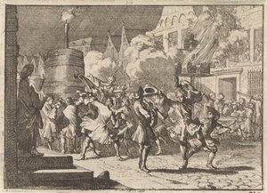 Joie à Paris suite à la fausse nouvelle de la mort de Guillaume III à la bataille de la Boyne, 1690 - Caspar Luyken