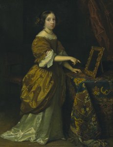 Fille debout devant un miroir - Caspar Netscher