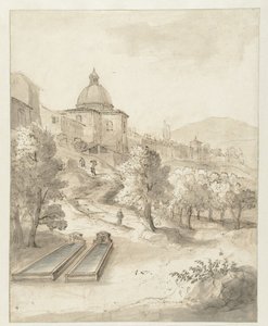 Paysage italien avec une ville sur une colline - Caspar van Wittel