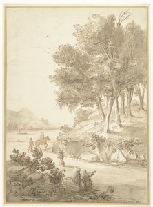 Paysage italianisant avec des figures le long d