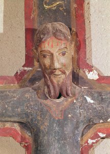 Magestat de La Llagonne (bois polychrome) (détail) - Catalan School