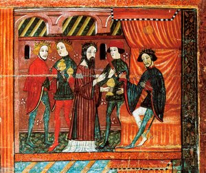 Rois Mages devant le roi Hérode, retable de Bellver de Cerdany - Catalan School