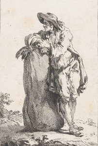 Paysanne appuyée sur un sac de grain, 1758