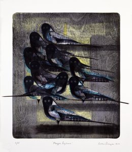 Rythme de la pie, 2016 (lithographie mokulito avec coloriage à la main)