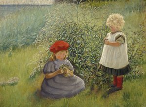 Deux filles cueillant des fleurs - Cathrine Zernichow