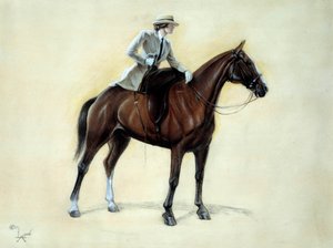 Un élégant cavalier montant en amazone - Cecil Charles Windsor Aldin