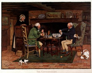Connaisseurs Deux Anglais préparant du punch. Aquarelle de Cecil Aldin - Cecil Charles Windsor Aldin