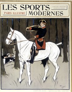 Chasse (un homme à cheval encourageant des chiens) Couverture de Modern Sports 02/1906 - Cecil Charles Windsor Aldin