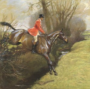 Lt. Col. Ted Lyon sautant une haie - Cecil Charles Windsor Aldin