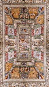 Plafond de la Sala delle Gesta Rossiane, Rocca dei Rossi, San Secondo, Parme, Italie, vers 1570 - Cesare and Jacopo Bertoia and others Baglione