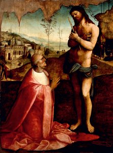 Christ souffrant et le cardinal Oliviero Carafa en prière - Cesare da Sesto