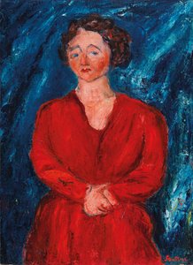 La Femme en rouge au fond bleu, vers 1928 - Chaim Soutine
