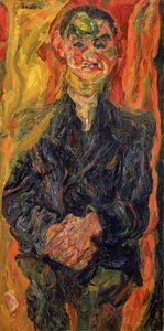 Homme en bleu, avec un fond jaune et rouge - Chaim Soutine