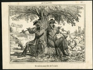 Illustration de Cham dans Le Charivari - Dernières nouvelles de Crimée - Guerre, Musique, Crimée