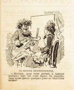 Madame, pour votre portrait il manque quelques tons sur votre visage..., 1877 - Cham