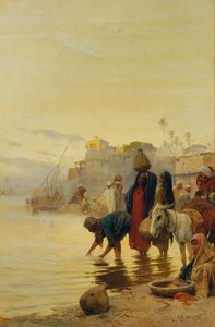 Lavandières sur le Nil - Charles (Carl) Wilda