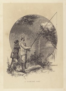 Pêche : Un lancer délicat (lithographie) - Charles (after) Whymper