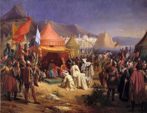 Prise de Tripoli en avril 1102, Bertrand de Saint-Gilles reçoit la soumission du cadi Fekr el Moulk