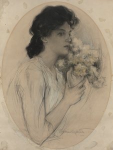 Fille avec des fleurs - Charles Allan Gilbert