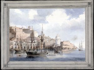 Vue de Malte (le grand port de la Valette avec le fort Sant Angelo) - Charles Andrew Dyce