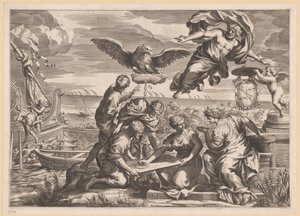 Allégorie de la domination étrangère avec Géographie et Jupiter - Charles Audran