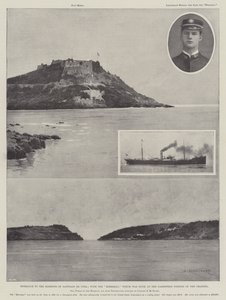 Entrée du port de Santiago de Cuba; avec le Merrimac qui a été coulé à la partie la plus étroite du chenal - Charles Auguste Loye