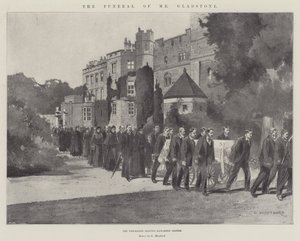 Les funérailles de M. Gladstone, le cortège quittant le château de Hawarden