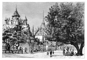 Une rue à Bangkok, Thaïlande, 1895 - Charles Barbant