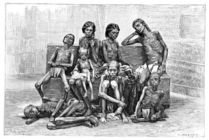 Victimes de la famine, Inde, 1895