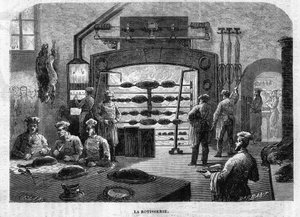 La Rôtisserie des cuisines du Palais des Tuileries, en 1864. Gravure de F. Lix et Barbant d