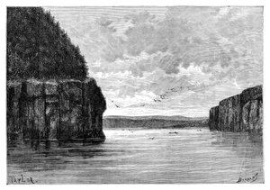 La rivière Angara, en dessous des rapides de Padunskiy, Sibérie, Russie, 1895 - Charles Barbant