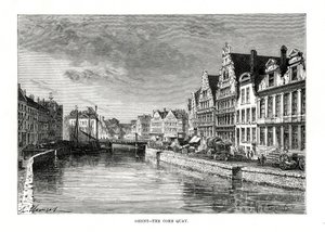 Le Quai aux grains, Gand, Flandre, Belgique, 1879 - Charles Barbant