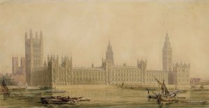 Vue en perspective des nouvelles Chambres du Parlement, vers 1840 - Charles Barry