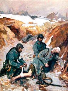 Infirmières de la Croix-Rouge soignant un soldat blessé - Charles Baude