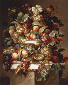Nature morte avec raisins et pêches - Charles Baum